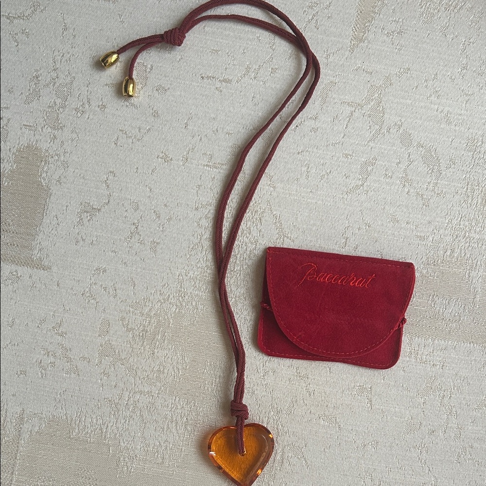 Baccarat Red Box with Amber Heart Pendant Necklace - Picture 5 of 7